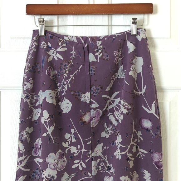 A. Byer 90's Vintage Lightweight Floral High Waist Straight Maxi Skirt Purple 7 - Picture 9 of 12